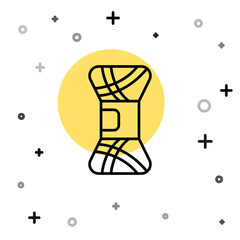 Black line Yarn icon isolated on white background. Label for hand made, knitting or tailor shop. Random dynamic shapes. Vector Illustration.