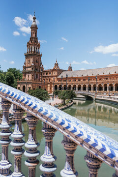View of the Plaza de Espa&ntilde;a in Seville from one of its bridges Horizontal photograph