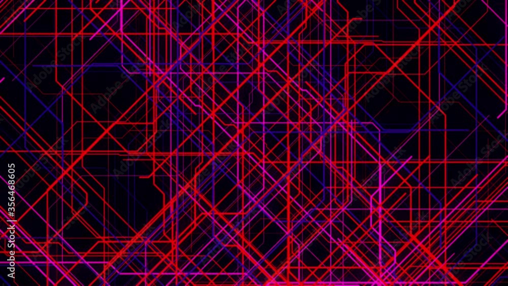 Poster colorful lines appear on black background and moving fast into all the sides. animation. narrow pink