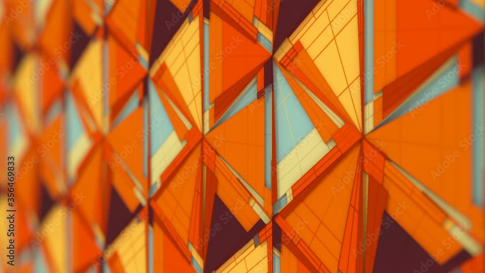 Poster abstract mechanical movement of colored geometric shapes 3d loop animation hd