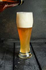 beer in a glass Menu concept serving size. food background top view copy space