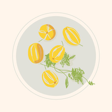 Korean, yellow mini melon. Summer fruits, wholesome food. Sweet fruits in the garden.