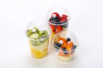 Sliced fruit mix in the box