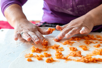 making pastry and fresh bread from uncooked dough