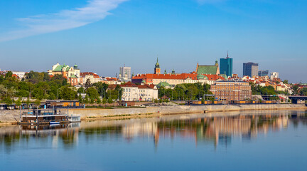 Panoramic view of Stare Miasto Old Town historic quarter with Wybrzerze Gdanskie embankment at...