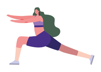 Fototapeta premium Woman with sportswear doing yoga design, Stay at home gym sport and bodybuilding theme Vector illustration