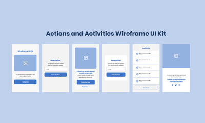 Fototapeta na wymiar Actions and Activities Wireframe UI Kit