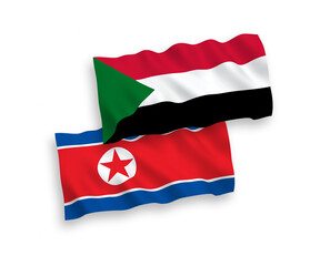 Flags of North Korea and Sudan on a white background