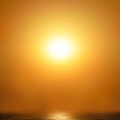 Orange sunset over the sea. Beautiful monochrome background in blur.