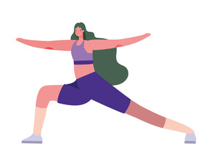 Woman with sportswear doing yoga design, Stay at home gym sport and bodybuilding theme Vector illustration