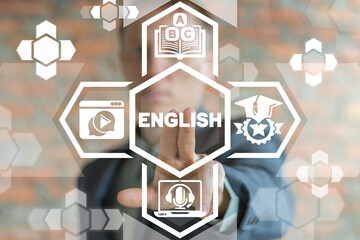 Fluency in English Education Concept. English Language Online Modern Learning Courses.