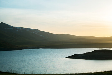 Blue lake and mountains