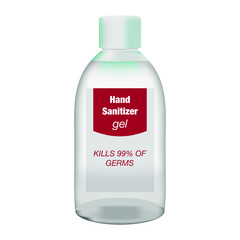 3d alcohol gel bottle isolated on white background.Hand wash gel bottle on white background