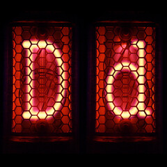 Nixie tube indicator set of letters the whole alphabet. The letter D .