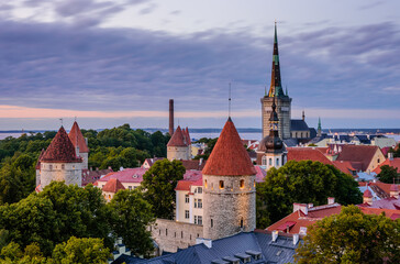 Tallinn old town, beautiful night view, Estonia