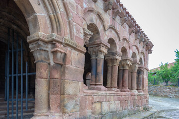 Romanesque church of San Esteban Protomártir (arcaded gallery from the 12th century). Pineda de la Sierra, Burgos, Castilla y Leon, Spain.