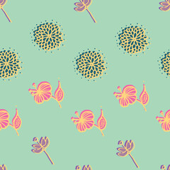 folklore flowers seamless pattern