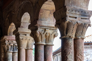 Fototapeta premium Romanesque church of San Esteban Protomártir (arcaded gallery from the 12th century). Pineda de la Sierra, Burgos, Castilla y Leon, Spain.