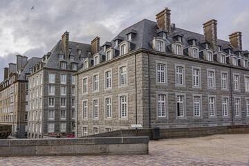 Fototapeta premium City view of Saint-Malo city. Saint-Malo is a walled port city in Brittany, northwestern France on English Channel.