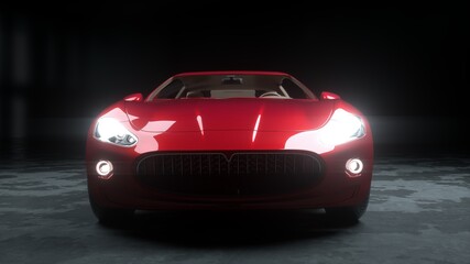 Obraz na płótnie Canvas luxury red sport car . realistic 3d rendering.