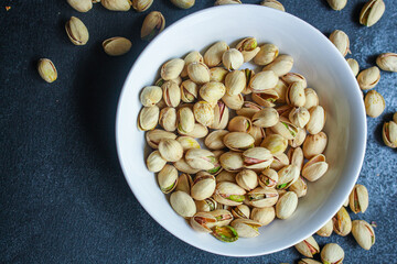 pistachios
Menu concept serving size. food background top view copy space for text
keto or paleo diet
organic 
