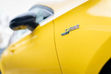 yellow car engine