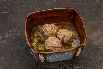 Soup with vegetables and meat balls