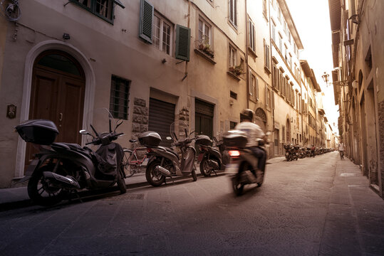A italian motorcycle on a classic Florence street