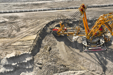 Bucket-wheel excavator for surface mining in a lignite quarry, Heavy industry. 