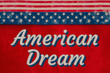 American Dream type message with USA stars and stripes burlap ribbon with stars
