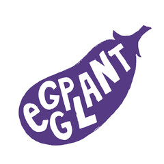 Fresh Eggplant  Vegetable for Emblem, Logo, Sign or Badge. Grungy Hand drawn style rough sketching
