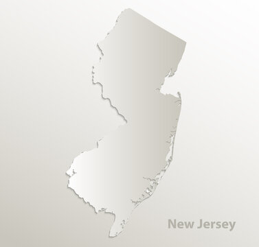 New Jersey map card paper 3D natural vector
