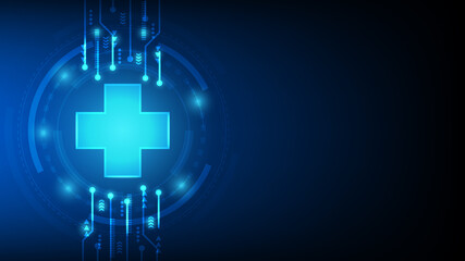 Obraz premium Healthcare and medical futuristic abstract background, vector illustration