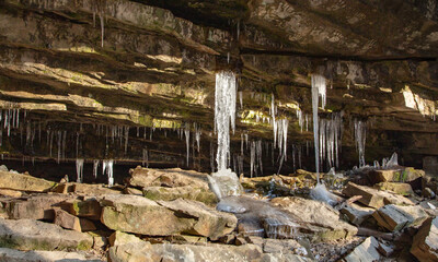 Icicles Found In Glory Hole Falls, Arkansas