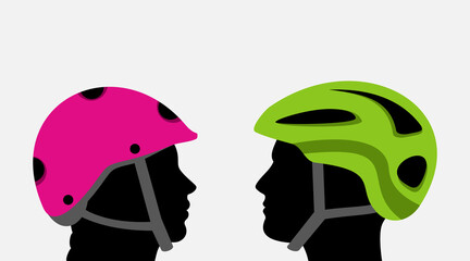 People in bicycle helmets
