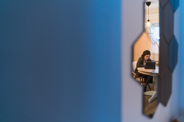 White Woman working from home