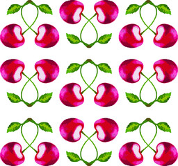 seamless white background with cherry pattern
