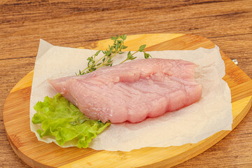 Raw turkey breast steak for cooking