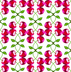seamless white background with cherry pattern