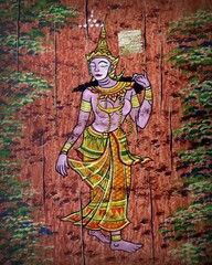 Art Painting pattern thailand from Literature Ramayana Outline Bangkok