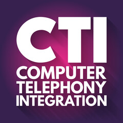 CTI - Computer Telephony Integration acronym, technology concept background