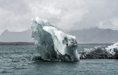 Black White Blue Large Iceberg Jokulsarlon Glacier Lagoon Iceland