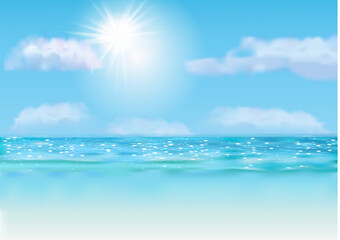 Obraz premium Seaside view, summer beach, vacation background. Vector eps10 illustration.