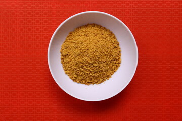 Jaggery powder in a bowl