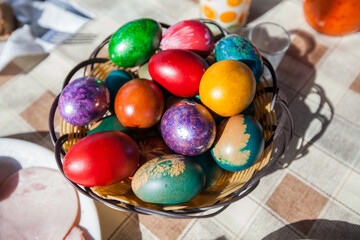Traditional painted colorful Easter eggs