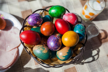Traditional painted colorful Easter eggs