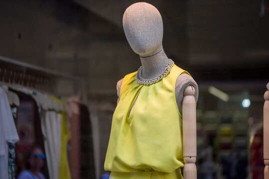 Conceptual mannequin in a display case