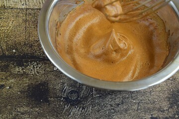 Making Dalgona Coffee Foam with Balloon Whisk. Viral Whipped Coffee. 