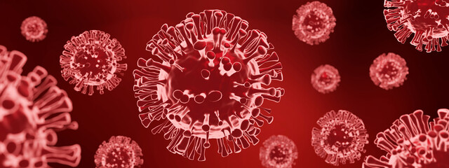 3d Illustration, view of Coronavirus under microscope, virus and producing vaccine. Corona virus outbreaking. 