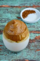 dalgona coffee, fluffy creamy whipped coffee